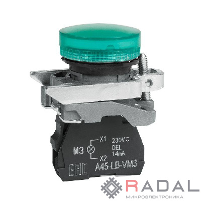 Лампа сигнальная OptiSignal D22 C4-L-M3 зел. металл 230-240VAC XB4BVM3 КЭАЗ 332174