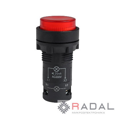 Кнопка с подсветкой OptiSignal Compact D22 С7-PL-M410 красн. 1НО 230В AC XB7NW34M1 КЭАЗ 362101