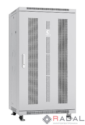 Шкаф монтажный телекоммуникационный напольн. ND-05C-22U60/60 19дюйм 22U 600х600х1166мм для распределит. и серверн. оборудования; передняя и задняя перфорир. двери ручка с замком RAL7035 сер. Cabeus 7657c