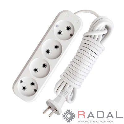 Удлинитель 4х7м без заземл. 10А IP20 Е-204 АБС-пл. ПВС 2х1 UNIVersal 9631970