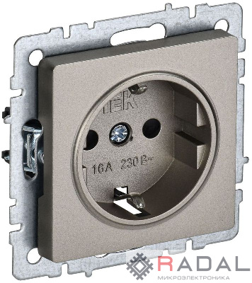 Розетка BRITE РС14-1-0-БрШ 16А с заземл. защ. шторки шампань IEK BR-R14-16-K37