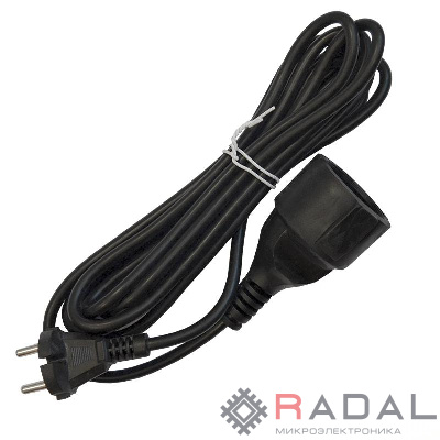 Удлинитель-шнур 1х3м без заземл. 10А IP20 ПВС 2х1 черн. DOMTOK 2339