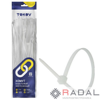 Хомут кабельный нейлоновый бел. 4.8х400 (уп.100шт) TOKOV ELECTRIC TKE-HNS-4.8-400-W/100