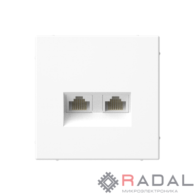 Розетка компьютерная 2-м ArtGallery RJ45 + RJ45 кат.5E механизм бел. SE GAL000185