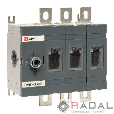 Рубильник 3п 200А без рукоятки управления TwinBlock PROxima EKF tb-s-200-3p