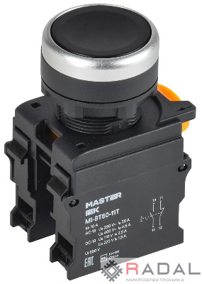 Кнопка d22мм 1НО+1НЗ MASTER с фиксацией черн. IEK MI-BT60-11T-3-21-K02