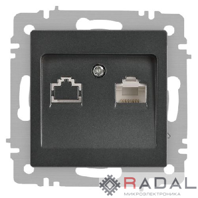Розетка компьютерная 1-м СП Accent 6-303-07 RJ45 IP20 графит Intro Б0063638