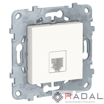 Механизм розетки телефонная UNICA NEW RJ11 одиноч. 4 контакта бел. SchE NU549218