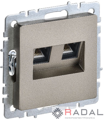Розетка компьютерная двойная СП RJ45 кат.5E BRITE РК10-2-БрШ шампань IEK BR-K20-1-K37