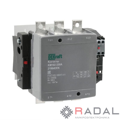 Контактор 330А 220В АС АС3 АС4 1НО+1НЗ КМ-102 DEKraft 21964DEK
