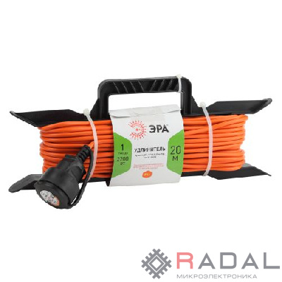 Удлинитель силовой UFx-1-2x1.0-20m-IP44 на рамке б/з 1 гнездо 20м ПВС 2х1 Эра Б0043040