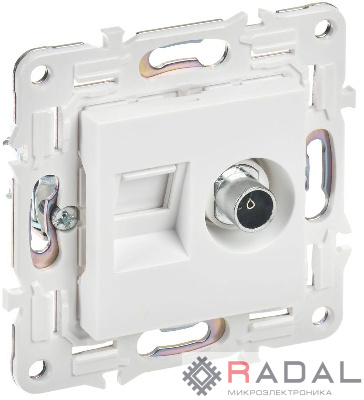 Розетка двойная TV+RJ45 кат.5E SKANDY SK-A14W арктич. бел. IEK SK-AK20-1-K01