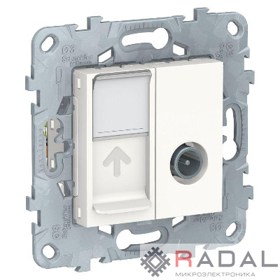 Механизм розетки TV UNICA NEW одиночная + комп. RJ45 кат.6 UTP бел. SchE NU547018