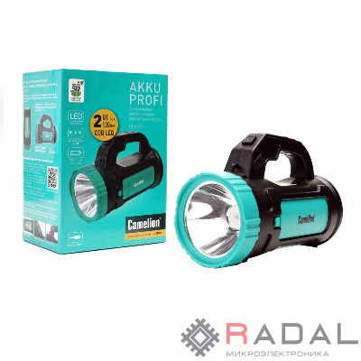 Фонарь аккумуляторный LED51527 3Вт 1LED+COB 4 режима Type C 3хLR03 пластик. черн./зел. Camelion 15130