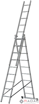 Лестница трехсекционная 3х9 H=257/426/591см 11.18кг алюм. FIT 65434