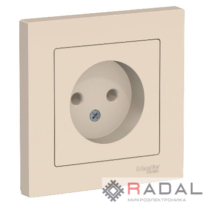Розетка 1-м СП AtlasDesign 16А IP20 без заземл. в сборе беж. SchE ATN000240