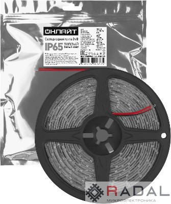 Лента светодиодная 90 677 OLS-5050WW60-14.4-IP65-24V (уп.5м) ОНЛАЙТ 90677