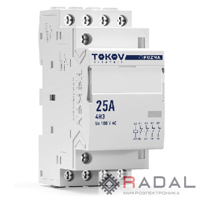 Контактор модульный 36мм 25А 230В АС 4НЗ PRIZMA TOKOV ELECTRIC TKE-PZ-MC-2-25-230-04