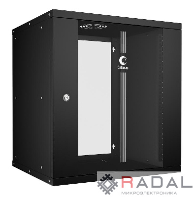 Шкаф телекоммуникационный настенный разборный LIGHT WSC-05D-12U55/45-BK 19дюйм 12U дверь стекло черн. Cabeus 10180c