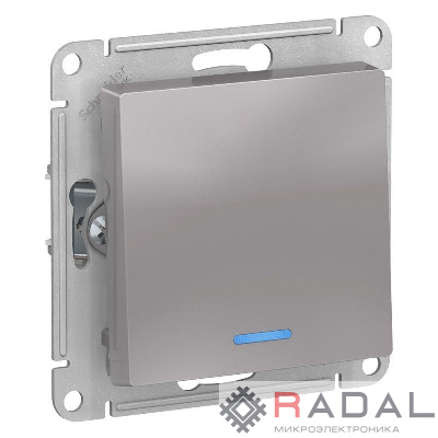 Механизм выключателя 1-кл. СП AtlasDesign 10А IP20 (сх. 1а) 10AX с подсветкой алюм. SchE ATN000313