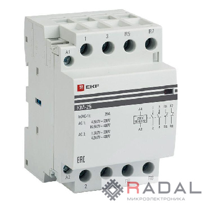 Контактор модульный КМ 25А 2NО+2NC (3 мод.) PROxima EKF km-3-25-22