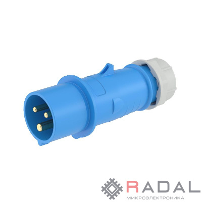 Вилка эл. каб. 16А 2P+E 230В IP44 DKC DIS2131633