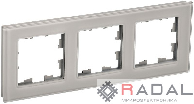 Рамка 3-м BRITE РУ-3-2-БрД стекло дым. IEK BR-M32-G-K30