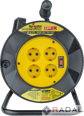 Удлинитель на катушке 4х30м с заземл. 93 906 NPE-R-04-30-E-3х0.75 NAVIGATOR 93906