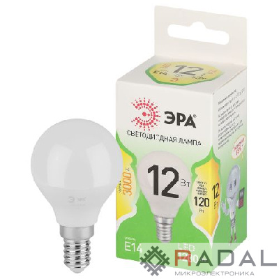 Лампа светодиодная GREEN LINE P45-12W-830-E14 GL 12Вт шар 3000К свет тепл. E14 Эра Б0067042