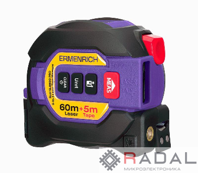 Рулетка с лазерным дальномером ("3 в 1") Reel SLR600 PRO Ermenrich 86175