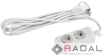 Удлинитель 2х3м с заземл. 10А IP20 UX-2e-3m ПВС 3х0.75 Эра Б0038573