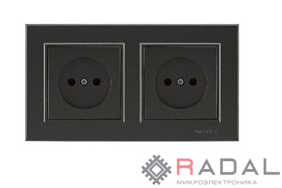 Розетка 2-м СП Karea 10А IP20 б/з дым. металлик Makel 56050017
