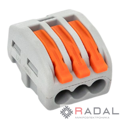 Клемма СМК-413 с рычагом 3 отверстия 0.08-2.5кв.мм (уп.100шт.) PROxima EKF plc-smk-413