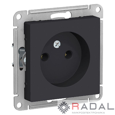 Механизм розетки 1-м СП AtlasDesign 16А IP20 без заземл. карбон SchE ATN001041