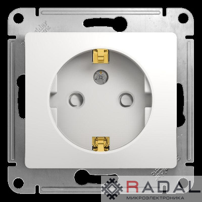 Механизм розетки 1-м СП Glossa 16А IP20 с заземл. защ. шторки бел. SchE GSL000145