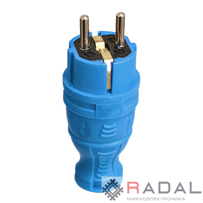 Вилка прямая с заземл. IP44 каучук син. TOKOV TKE-C08-KV-Z