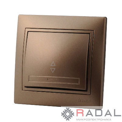 Выключатель 1-кл. СП Мира проходн. свет. корич. перламутр Lezard 701-3131-105