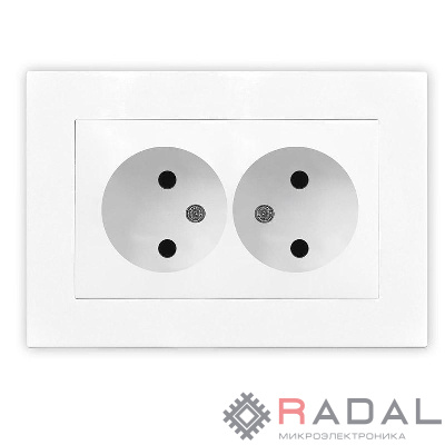 Розетка 2-м СП Афина 16А IP20 без заземл. в сборе бел. Universal A0102