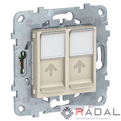 Механизм розетки компьютерная UNICA NEW RJ45 двойная кат.5е UTP беж. SchE NU542044