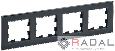Рамка 4-м BRITE РУ-4-2-БрЧ стекло черн. IEK BR-M42-G-K02