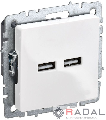 Розетка BRITE USB A+A 3.1А РЮ10-1-БрБ бел. IEK BR-U21-D31-K01