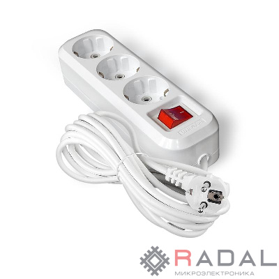 Удлинитель 3х7м с заземл. IP20 S-303А ПВС 3х1.5 с выкл. Universal 1728