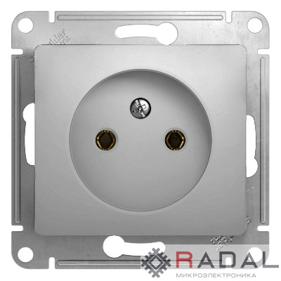 Механизм розетки 1-м СП Glossa 16А IP20 без заземл. алюм. SchE GSL000341