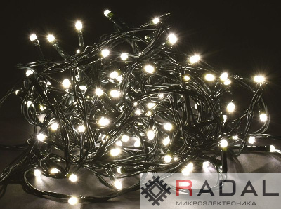 Гирлянда "Нить" 10м 100LED тепл. бел. IP20 провод зел. 230В с контроллером 8 режимов IEK LGDB110-1-100-10-G-S-20
