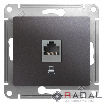 Механизм розетки комп. 1-м Glossa RJ45 кат.5е графит SchE GSL001381K