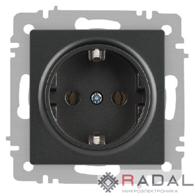 Розетка 1-м СП Accent 6-202-07 16А IP20 250В 2P+E Schuko графит Intro Б0063697