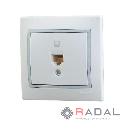 Розетка компьютерная 1-м СП Мира RJ45 бел./сер. Lezard 701-0215-139