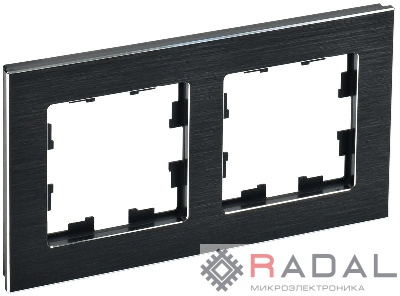 Рамка 2-м BRITE РУ-2-1-БрЧ металл черн. IEK BR-M22-M-K02