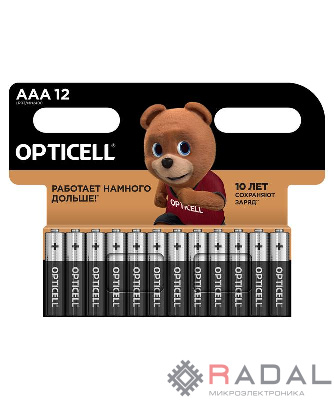 Элемент питания алкалиновый AAA/LR03 (блист. 12шт) Basic Opticell 5051011