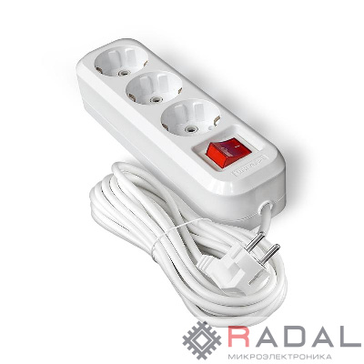 Удлинитель 3х10м с заземл. IP20 S-303А ПВС 3х1.5 с выкл. Universal 1729